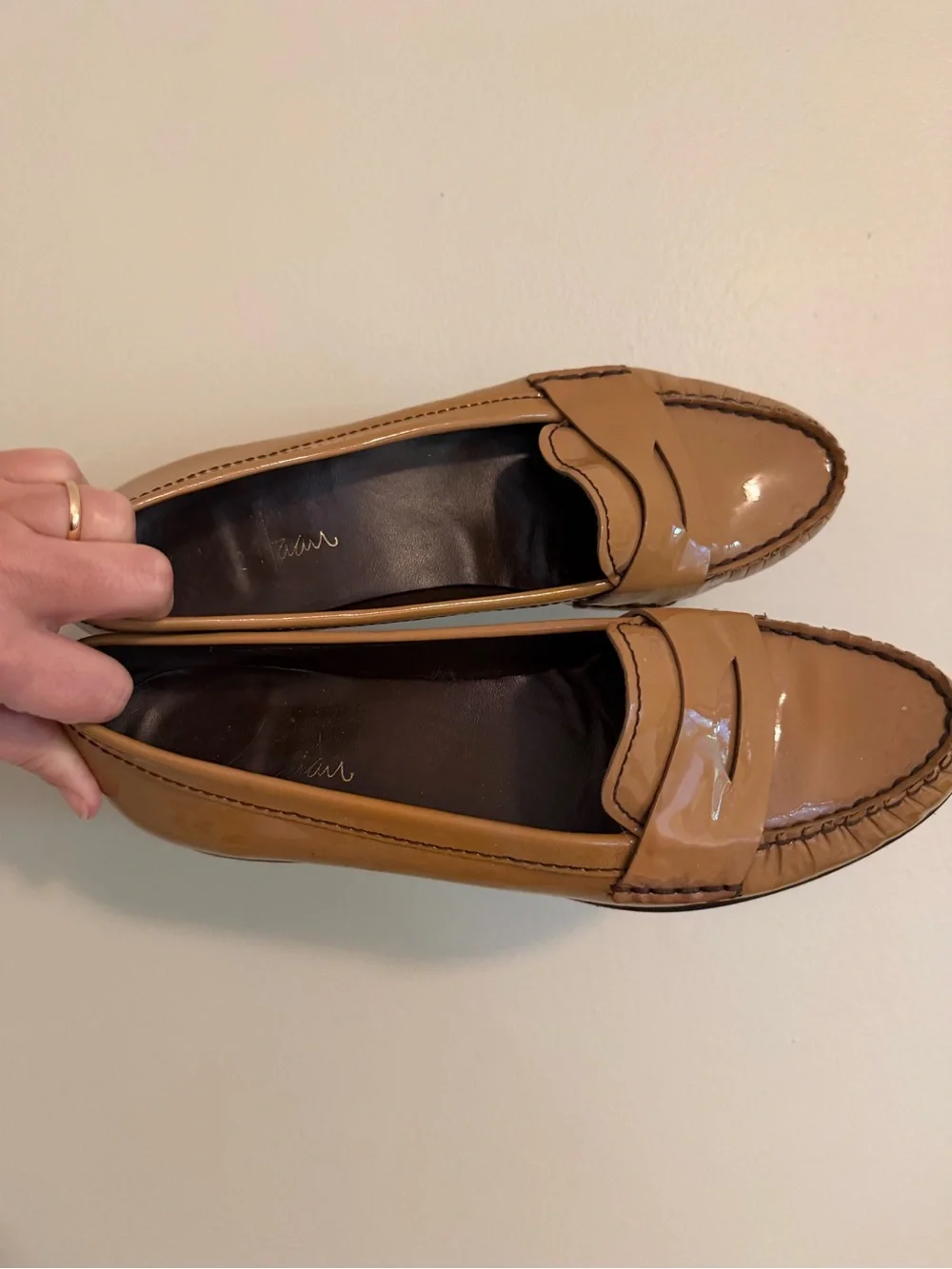 Cole Haan Tan Patent Leather Penny Loafers | size 9